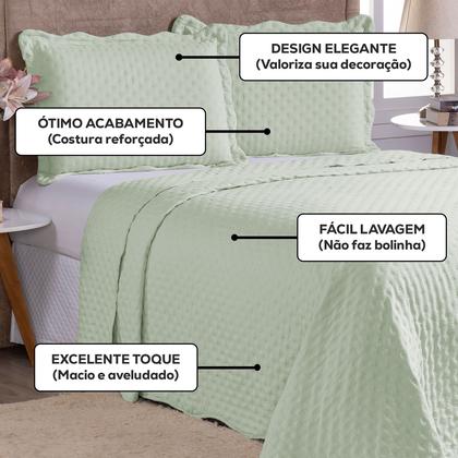 Imagem de Kit Colcha Cobre Leito Casal Queen Dupla Face 3 Peças 400 Fios Micropercal Com Porta Travesseiro Toque Macio Luxo Balle