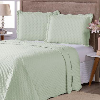 Imagem de Kit Colcha Cobre Leito Casal Queen Dupla Face 3 Peças 400 Fios Micropercal Com Porta Travesseiro Toque Macio Luxo Balle