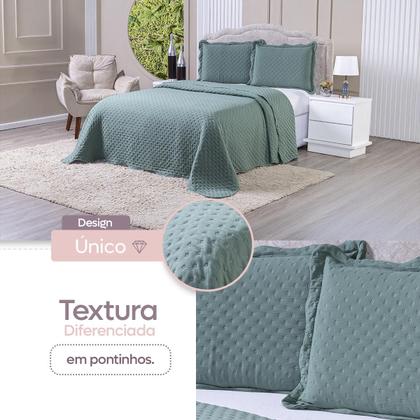 Imagem de Kit Colcha Cobre Leito Casal Queen Dupla Face 3 Peças 400 Fios Micropercal Com Porta Travesseiro Toque Macio Luxo Balle