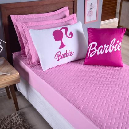 Imagem de Kit Colcha Cobre Leito Infantil Quarto Criança Solteiro 5 Pçs Matelado Sleep Elastico Menino Rosa Claro