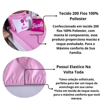 Imagem de Kit Colcha Cobre Leito Infantil Quarto Criança Solteiro 5 Pçs Matelado Sleep Elastico Menino Rosa Claro
