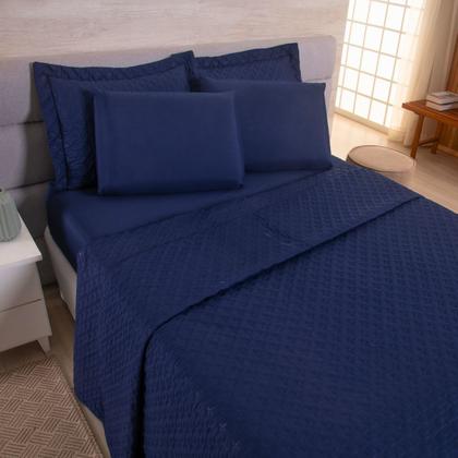 Imagem de Kit Colcha Cobre Leito Jogo Roupa Cama Casal Queen 3 Pçs Matelado Simples Basico 200 Fios Macio Luxo