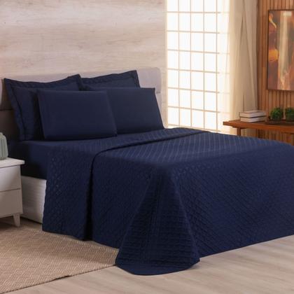 Imagem de Kit Colcha Cobre Leito Jogo Roupa Cama Casal Super King 3 Pçs Matelado Simples 200 Fios Toque Seda