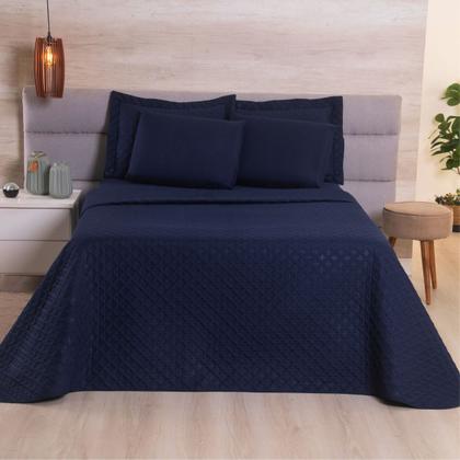 Imagem de Kit Colcha Cobre Leito Jogo Roupa Cama Casal Super King 3 Pçs Matelado Simples 200 Fios Toque Seda