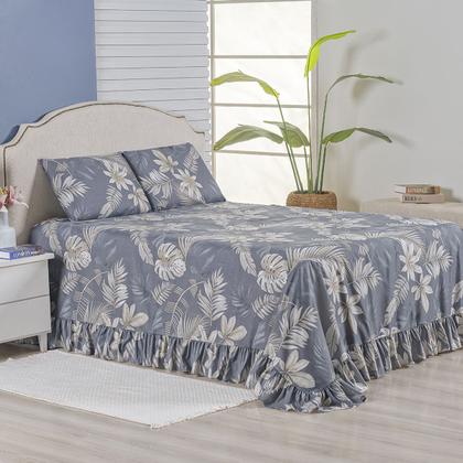 Imagem de Kit Colcha Cobre Leito King 200 Fios Toque Macio 3 Peças com Porta Travesseiro