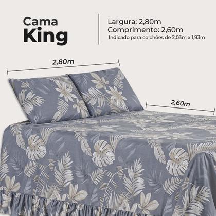 Imagem de Kit Colcha Cobre Leito King 200 Fios Toque Macio 3 Peças com Porta Travesseiro