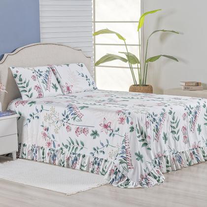 Imagem de Kit Colcha Cobre Leito King 200 Fios Toque Macio 3 Peças com Porta Travesseiro