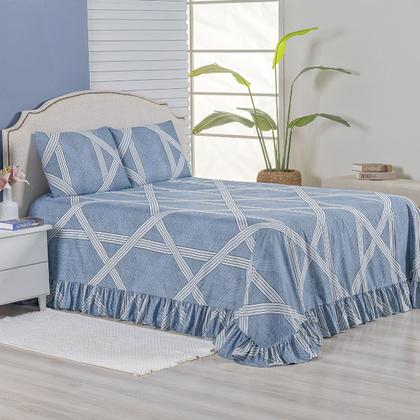 Imagem de Kit Colcha Cobre Leito King 200 Fios Toque Macio 3 Peças com Porta Travesseiro