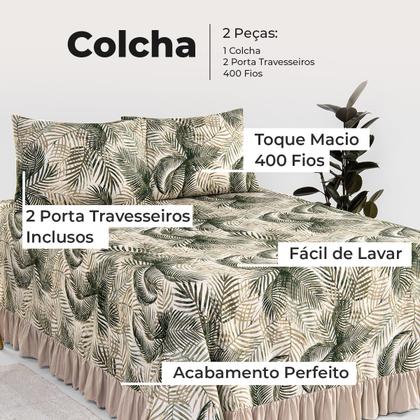 Imagem de Kit Colcha Cobre Leito King 200 Fios Toque Macio 3 Peças com Porta Travesseiro