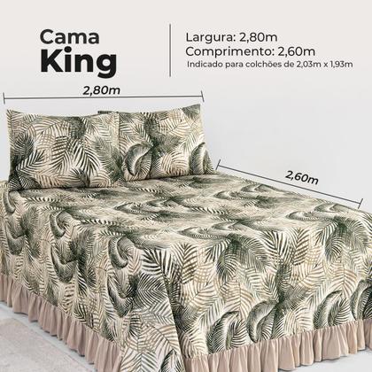Imagem de Kit Colcha Cobre Leito King 200 Fios Toque Macio 3 Peças com Porta Travesseiro