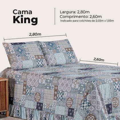 Imagem de Kit Colcha Cobre Leito King 200 Fios Toque Macio 3 Peças com Porta Travesseiro