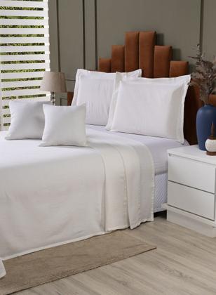 Imagem de Kit Colcha Cobre Leito King + Cortina 2 Metros Tecido Rústico Topázio 6 Peças