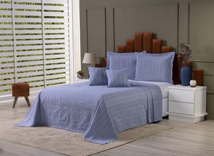 Imagem de Kit Colcha Cobre Leito King + Cortina 3 Metros Tecido Rústico Topázio 6 Peças