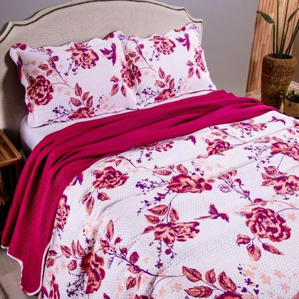 Imagem de Kit Colcha Cobre Leito Queen 3 Pçs Estampado Coleção Aria