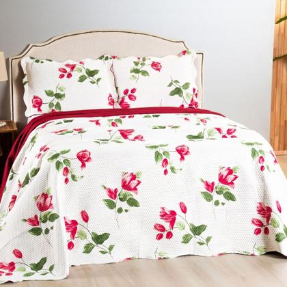 Imagem de Kit Colcha Cobre Leito Queen 3 Pçs Estampado Coleção Aria