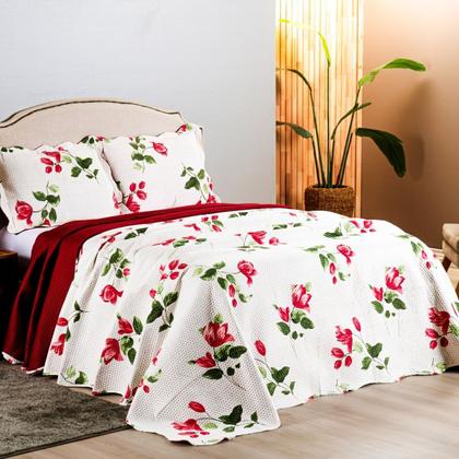Imagem de Kit Colcha Cobre Leito Queen 3 Pçs Estampado Coleção Aria
