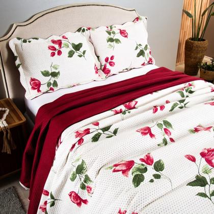 Imagem de Kit Colcha Cobre Leito Queen 3 Pçs Estampado Coleção Aria