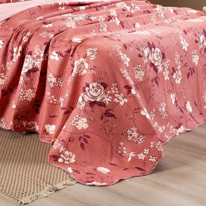 Imagem de Kit Colcha Cobre Leito Queen 3 Pçs Estampado Coleção Aria