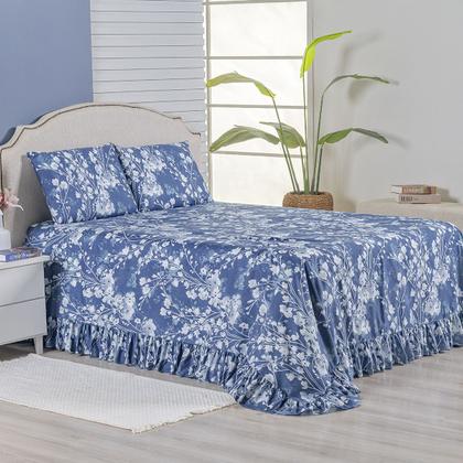 Imagem de Kit Colcha Cobre Leito Queen 400 Fios Toque Macio 3 Peças com Porta Travesseiro