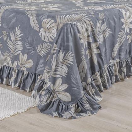 Imagem de Kit Colcha Cobre Leito Queen 400 Fios Toque Macio 3 Peças com Porta Travesseiro