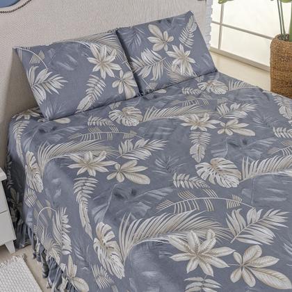 Imagem de Kit Colcha Cobre Leito Queen 400 Fios Toque Macio 3 Peças com Porta Travesseiro