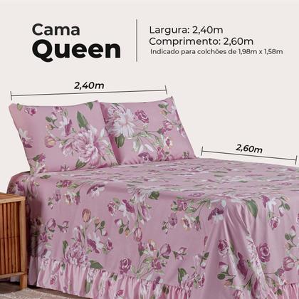 Imagem de Kit Colcha Cobre Leito Queen 400 Fios Toque Macio 3 Peças com Porta Travesseiro