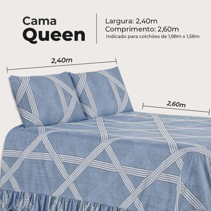 Imagem de Kit Colcha Cobre Leito Queen 400 Fios Toque Macio 3 Peças com Porta Travesseiro