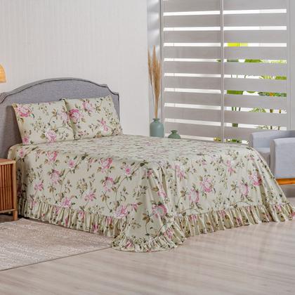 Imagem de Kit Colcha Cobre Leito Queen 400 Fios Toque Macio 3 Peças com Porta Travesseiro