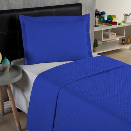 Imagem de Kit Colcha Cobre Leito Solteiro 2 Peças 170 Fios Cama Box e Padrão Com Porta Travesseiro Menino Menina Infantil Kids Slim Liso