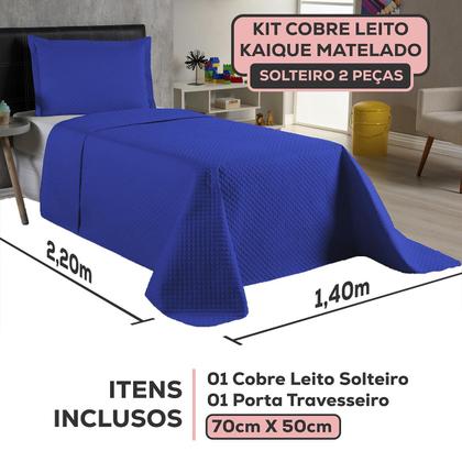 Imagem de Kit Colcha Cobre Leito Solteiro 2 Peças 170 Fios Cama Box e Padrão Com Porta Travesseiro Menino Menina Infantil Kids Slim Liso