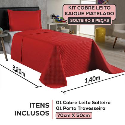 Imagem de Kit Colcha Cobre Leito Solteiro 2 Peças 170 Fios Cama Box e Padrão Com Porta Travesseiro Menino Menina Infantil Kids Slim Liso