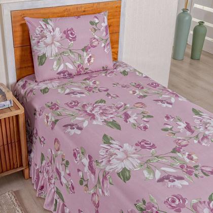 Imagem de Kit Colcha Cobre Leito Solteiro 200 Fios Toque Macio 2 Peças com Porta Travesseiro