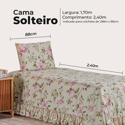 Imagem de Kit Colcha Cobre Leito Solteiro 200 Fios Toque Macio 2 Peças com Porta Travesseiro