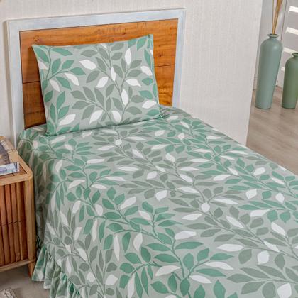 Imagem de Kit Colcha Cobre Leito Solteiro 200 Fios Toque Macio 2 Peças com Porta Travesseiro