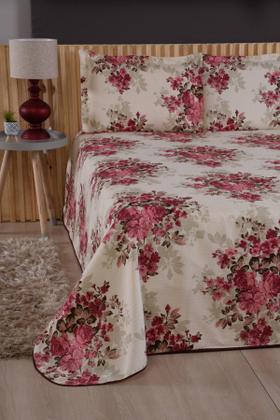 Imagem de Kit Colcha Cobre Leito Viena King 3 Peças Rosas Estampado