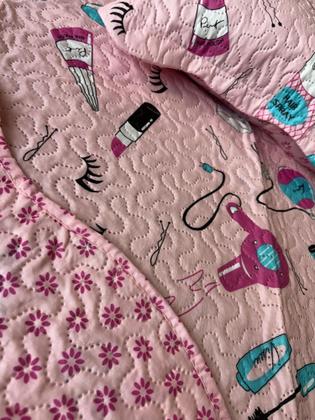 Imagem de Kit Colcha Cobre Leito1,6x2,4 Infantil Dupla Face Solteiro Studio mix