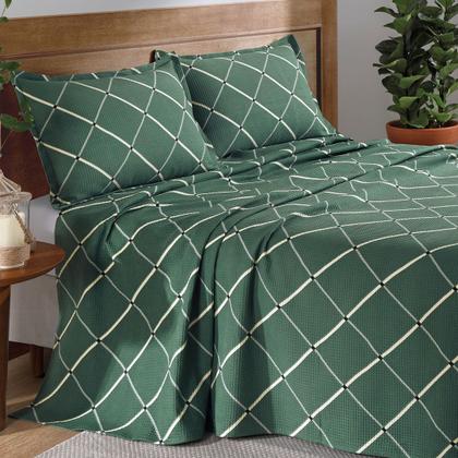 Imagem de Kit Colcha Gaia Casal Dohler Piquet Favo 100% Algodão