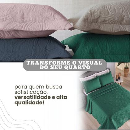 Imagem de Kit Colcha Grande Casal King 3 peças cor Verde para Cama Box