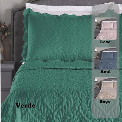 Imagem de Kit Colcha Grande Casal King 3 peças cor Verde para Cama Box