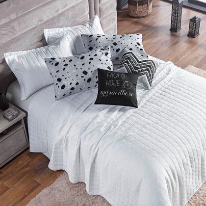 Imagem de Kit Colcha Matelassê Percal 300 fios Basic King 07 Peças 100% Poliéster - Branco Ethnic