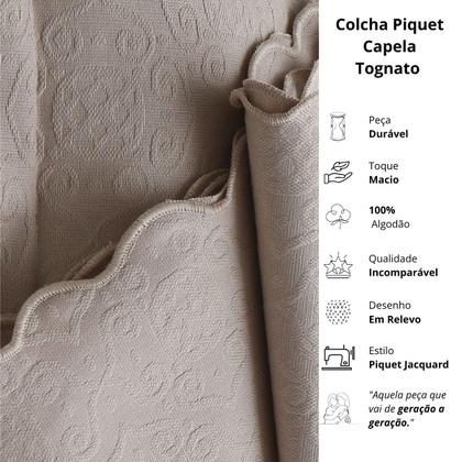 Imagem de Kit Colcha Piquet Casal Tognato Capela 03 Peças 100% Algodão Atacama