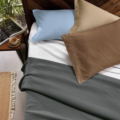 Imagem de Kit Colcha Queen Algodão Piquet Gênova Cores Teka 3 Peças