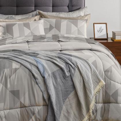 Imagem de Kit Colcha Solteiro 160 Fios Karsten 2 Peças Blasius Cinza