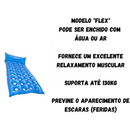 Imagem de Kit Colchão D'água Aberto 1,90 X 90cm Flex + Lençol Solteiro A Prova D'Água Resistente