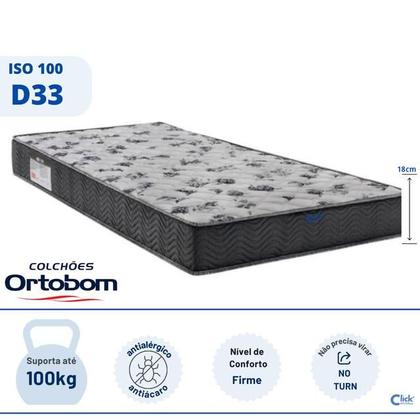 Imagem de Kit Colchão Ortobom Iso 100 D33 Solteiro 88x188 cm com Protetor Impermeável Solteiro 88x188x30 cm  Indicado para Uso residêncial  Casas de Praia