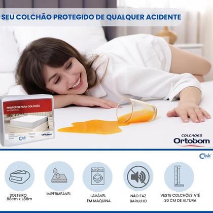 Imagem de Kit Colchão Ortobom Iso 100 D33 Solteiro 88x188 cm com Protetor Impermeável Solteiro 88x188x30 cm  Indicado para Uso residêncial  Casas de Praia