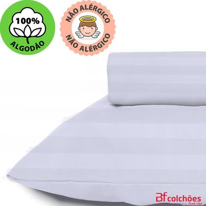 Imagem de Kit Colchão Para Chiqueirinho Cercadinho Mini Berço + Jogo Cama Lençol 3 Peças 100% Algodão Percal 300 Fios 100x70x10cm - BF Colchões