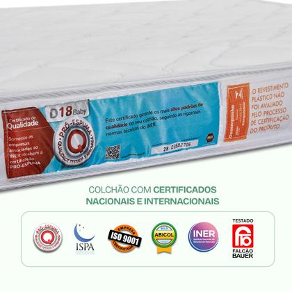 Imagem de Kit Colchão Para Mini Berço Desmontável Chiqueirinho Cercadinho 100x70x6cm Lençol Hipoalergênico com Elástico Impermeável BF Colchões
