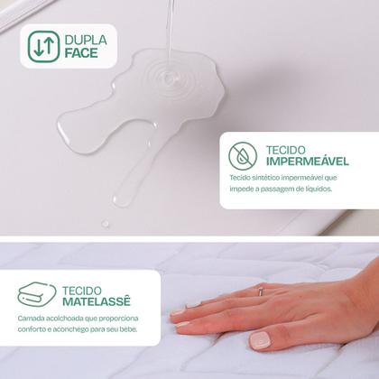 Imagem de Kit Colchão Para Mini Berço Desmontável Chiqueirinho Cercadinho 100x70x6cm Lençol Hipoalergênico com Elástico Impermeável BF Colchões