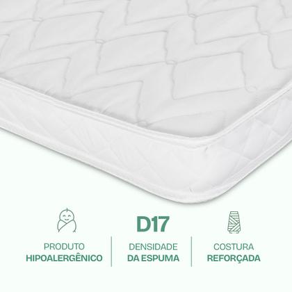Imagem de Kit Colchão Para Mini Berço Desmontável Chiqueirinho Cercadinho 100x70x6cm Lençol Hipoalergênico com Elástico Impermeável BF Colchões